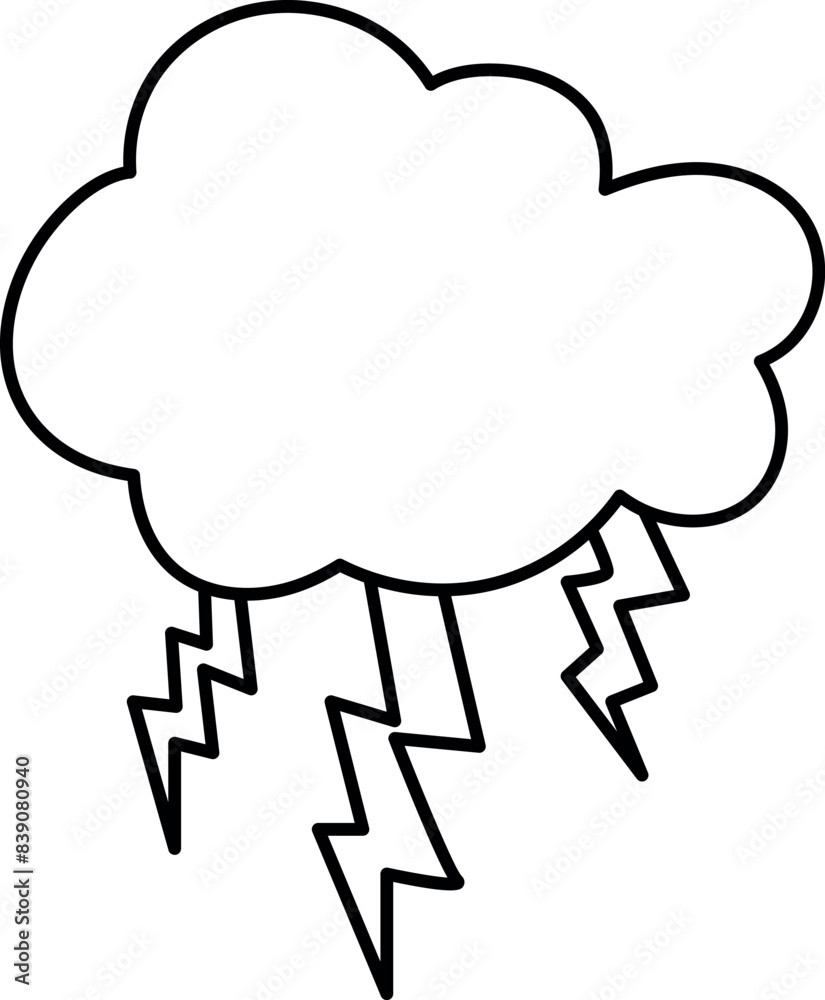 Storm cloud with lightning bolt Outline Storm cloud with lightning bolt Outline