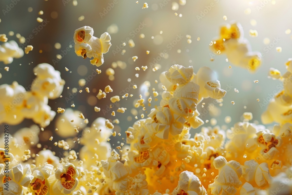 Popcorn Explosion, Flying Pop Corn, Cinema Concept, Copy Space
