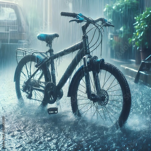 My bike got wet in the rain bike.