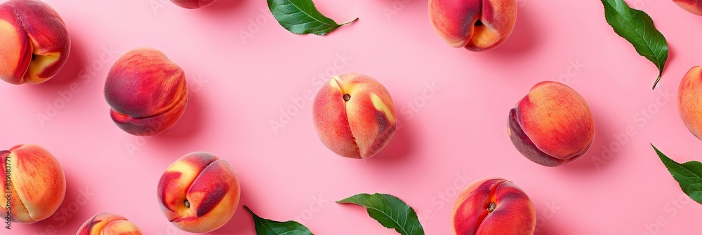 Summer Freshness with Vibrant Peaches and Leaves Summer Freshness with Vibrant Peaches and Leaves
