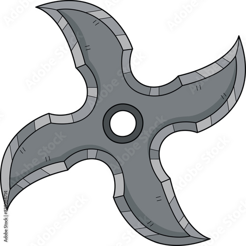 Ninja Big Shuriken Cartoon Colored Clipart 
