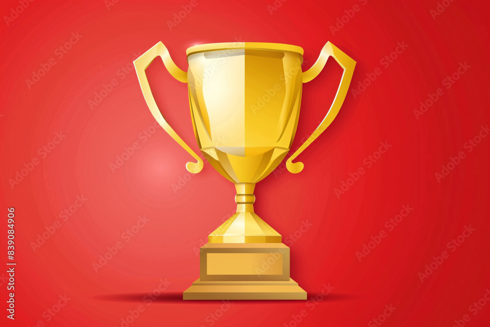 A gold trophy with a red background symbolizing victory and achievement A gold trophy with a red background symbolizing victory and achievement