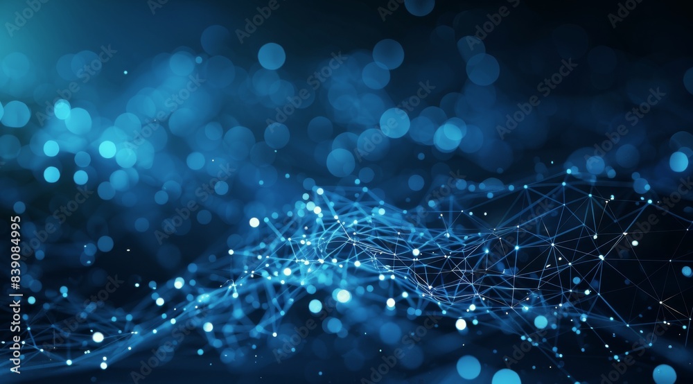 Abstract Digital Network With Blue and Orange Lights Abstract Digital Network With Blue and Orange Lights
