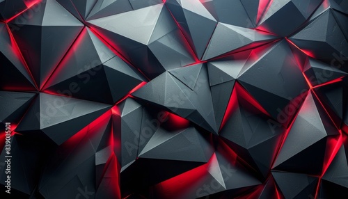 Abstract Red And Black Geometric Shapes In Digital Art