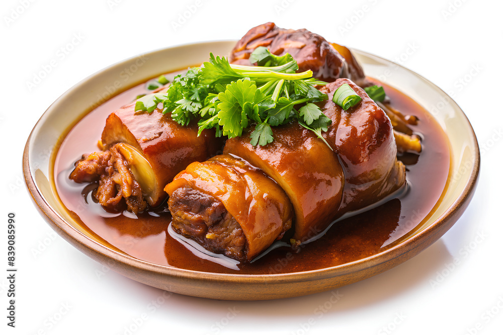 Stewed leg pork with sweet gravy sauce style chinese food. Selective focus and toned Stewed leg pork with sweet gravy sauce style chinese food. Selective focus and toned