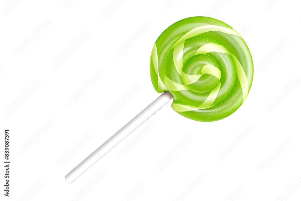 Green lollipop isolated on transparent background
