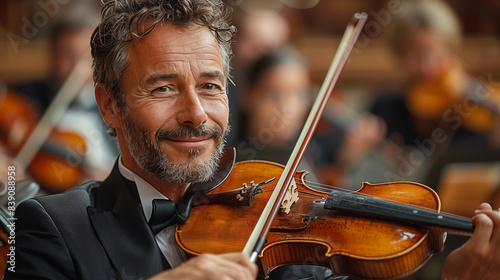 man playing violin with tuxedo