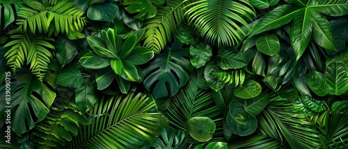 Wallpaper Mural Lush green tropical leaves create a vibrant and natural background, perfect for nature and botanical-themed projects. Torontodigital.ca