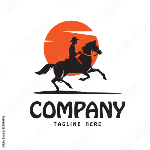 Cowboy riding a horse logo