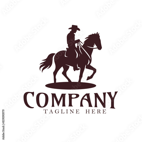 Cowboy riding a horse logo
