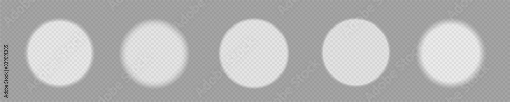 White shadow on a transparent background. Round Bright light effect. The circle for illumination is bright.