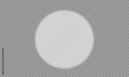 White shadow on a transparent background. Round Bright light effect. The circle for illumination is bright.