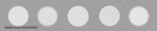 White shadow on a transparent background. Round Bright light effect. The circle for illumination is bright.