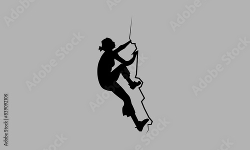 vector drawing climbing up Girl sportsman silhouette