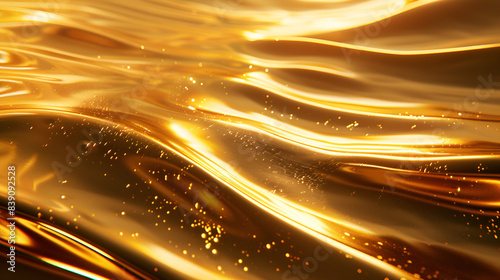 Liquid gold black liquid wavy shiny background 3D rendered, oily gold texture 3D background,Abstract orange background with smooth lines in it.
