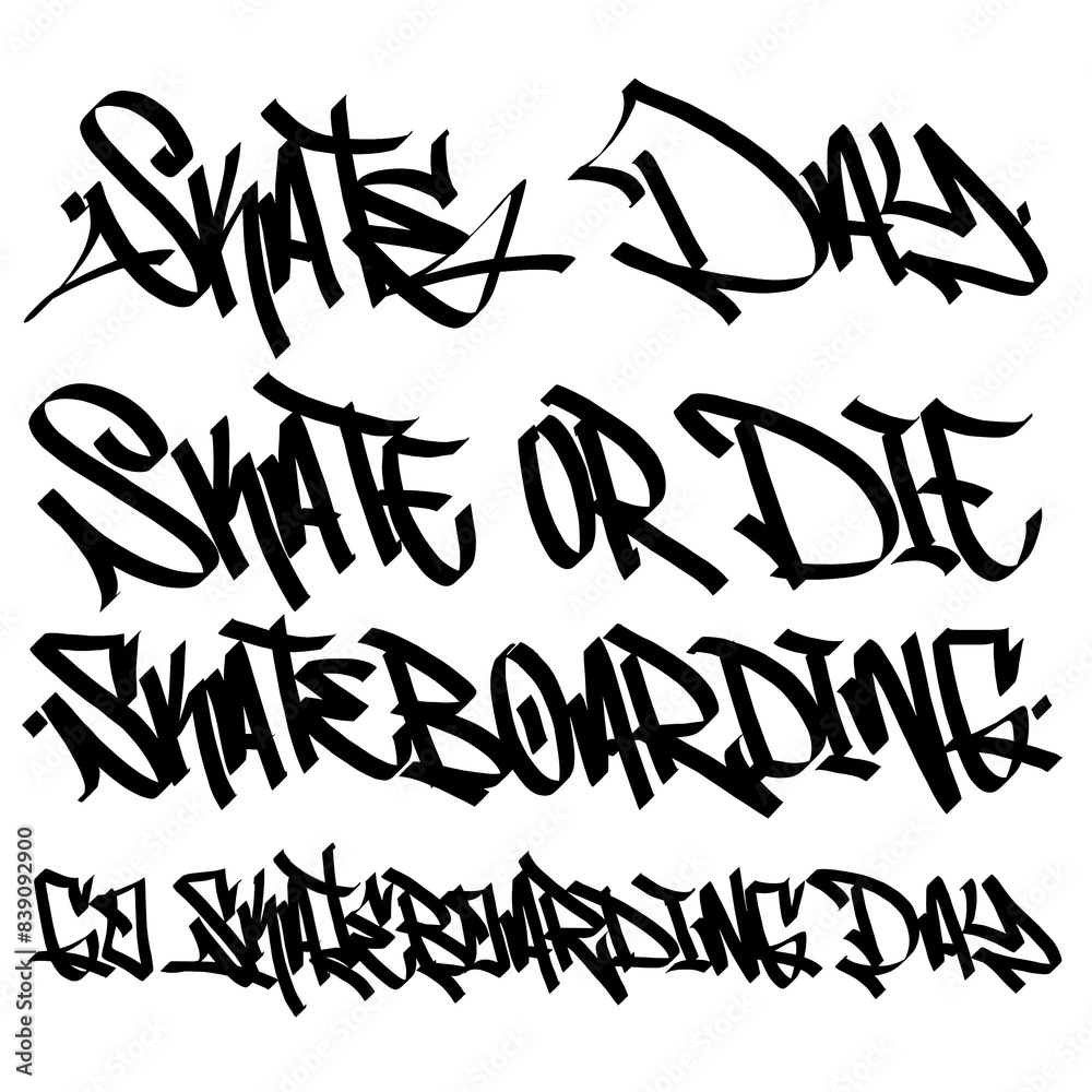 Skate or die skateboarding skate day go skateboarding world celebrate day word text graffiti handstyle tags lettering art vector digital illustration painting black and white monochrome color Skate or die skateboarding skate day go skateboarding world celebrate day word text graffiti handstyle tags lettering art vector digital illustration painting black and white monochrome color