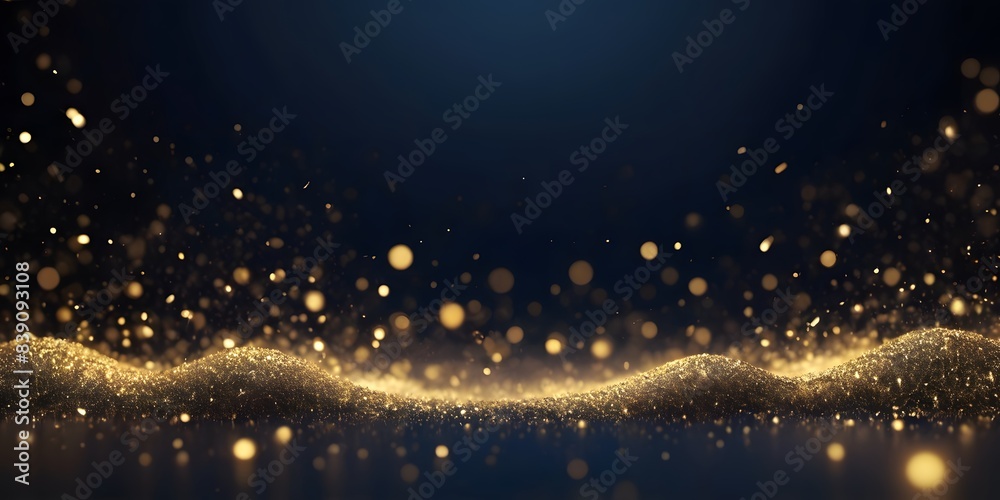 Abstract background with Dark blue and gold particle. Abstract background with Dark blue and gold particle.