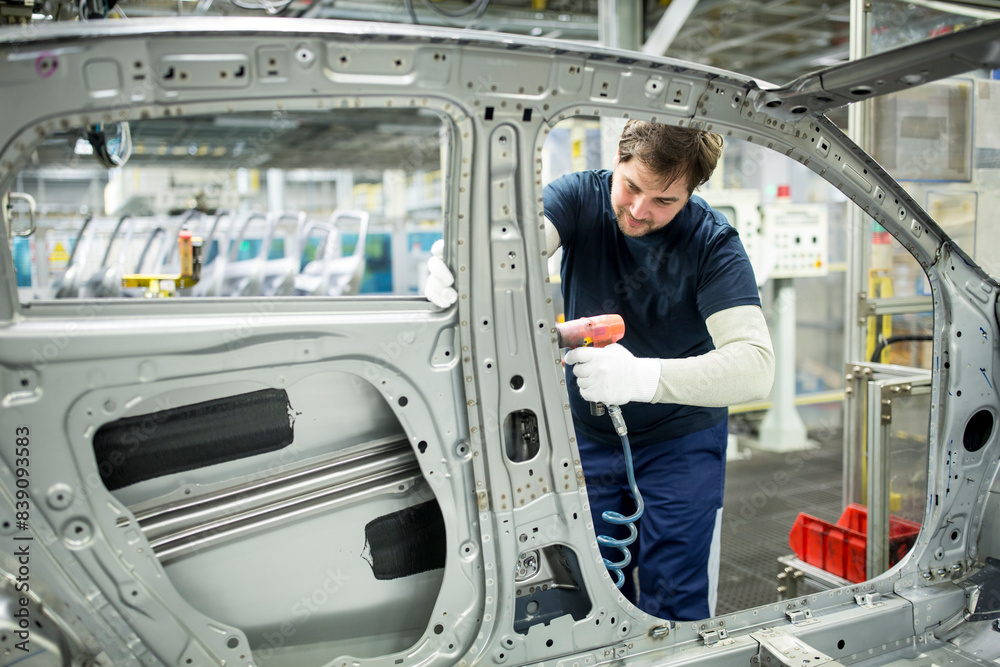 Man working in modern car factory