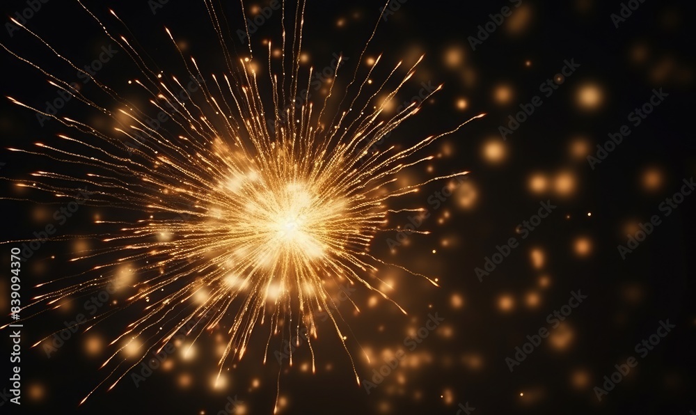 Sparkling golden firework up close Sparkling golden firework up close