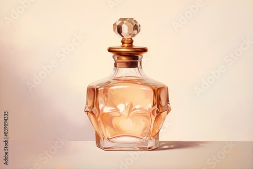 Close up on pale perfume bottle cosmetics. photo