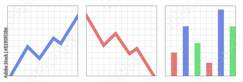 Chart of financial ups and downs. Diagrams. Icons for business.