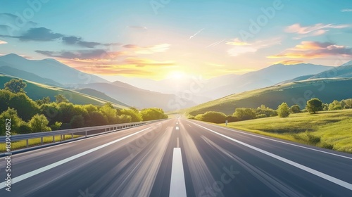 Fototapeta Naklejka Na Ścianę i Meble -  Car on the road, mountain lanscape background