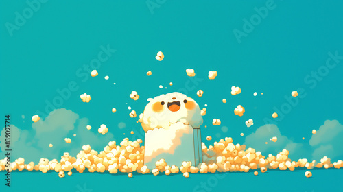 cute pop corn character, ca...