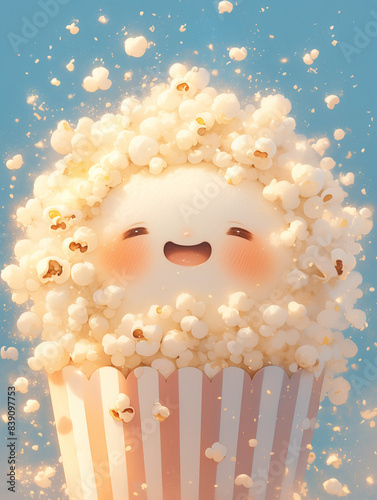 cute pop corn character, ca...
