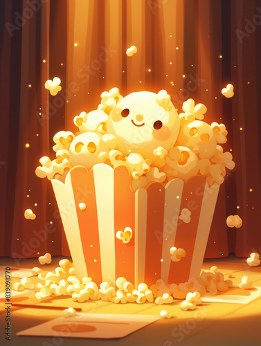 cute pop corn character, ca...