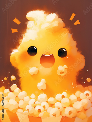 cute pop corn character, ca...