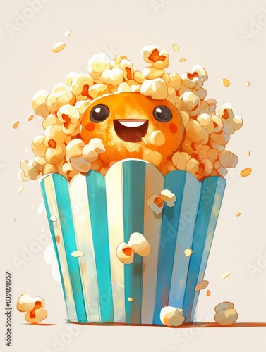 cute pop corn character, ca...