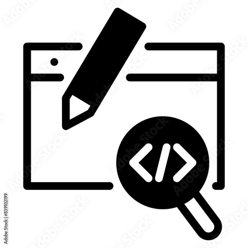 Write coding solid icon symbol sign from modern dashboard collection in solid style for mobile concept and web apps design. Internet and protection related vector line icon.