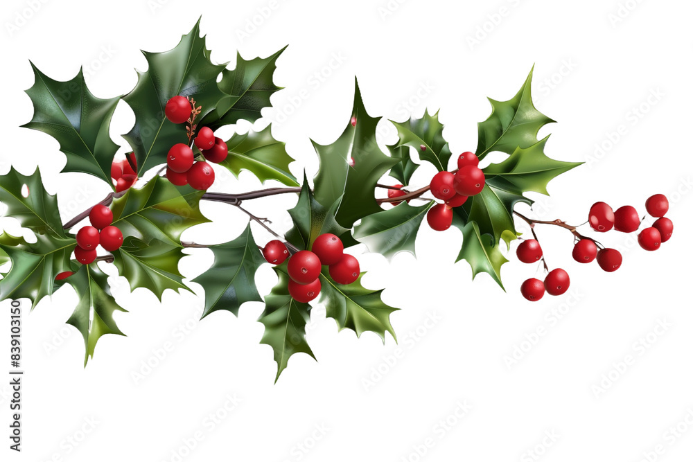 Obraz premium Holly berries isolated on transparent background
