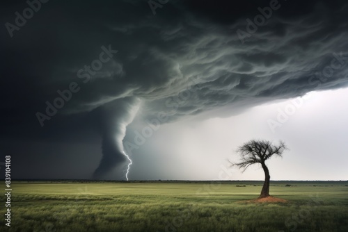 A powerful tornado nature tree outdoors.