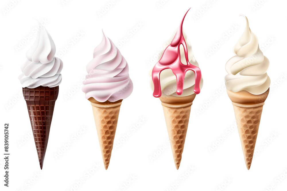 Ice cream waffle isolated on transparent background