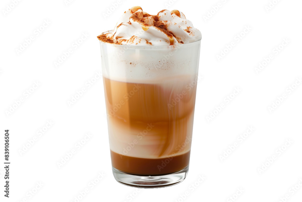 Iced caramel macchiato isolated on transparent background Iced caramel macchiato isolated on transparent background