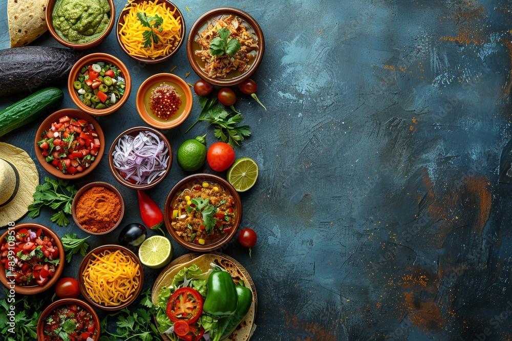 Fototapeta premium Mexican Culinary Spread with Variety of Ingredients