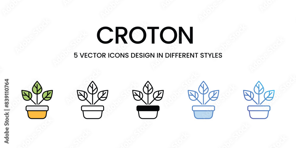 Croton icons vector set stock illustration. Croton icons vector set stock illustration.