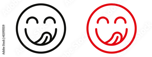 Yummy smile emoji icon mark in filled style