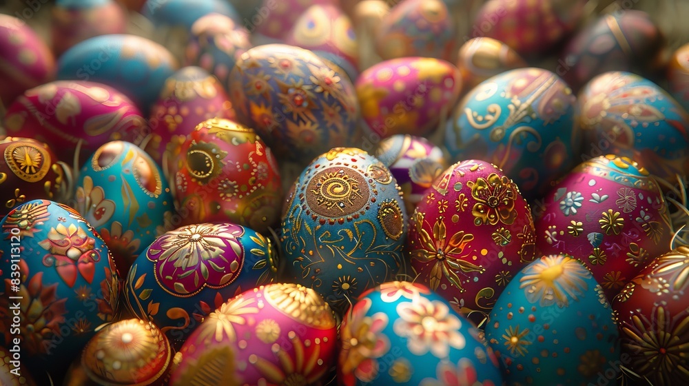 Luxurious Hand-Painted Easter Eggs Background Luxurious Hand-Painted Easter Eggs Background