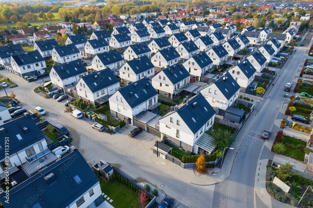 aerial view of a suburban single-family housing estate