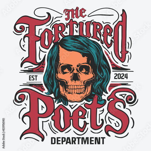 The Tortured Poets Est 2024 Department T-Shirt Design. Tortured Poet Gothic Vector
