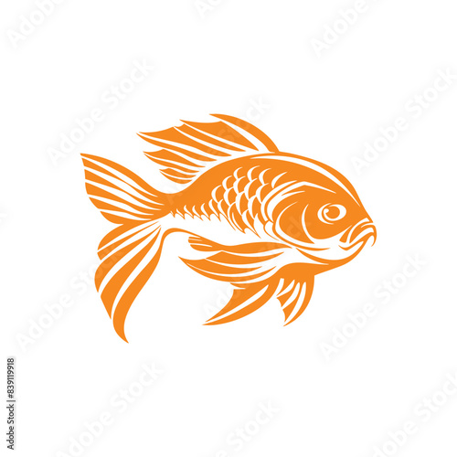 Vector illustration of Tilapia fish isolated on white background. Tilapia fish glyph icon. Badge for design seafood packaging. Logo Design for Fish Farming Business