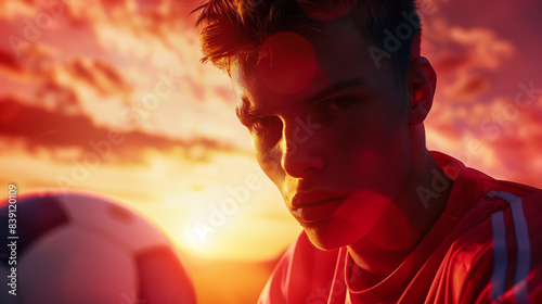 Close-up of an guy holding a soccer ball