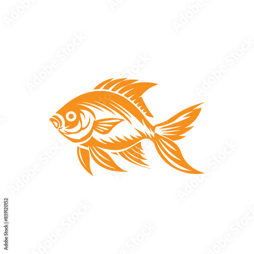 Vector illustration of Tilapia fish isolated on white background. Tilapia fish glyph icon. Badge for design seafood packaging. Logo Design for Fish Farming Business