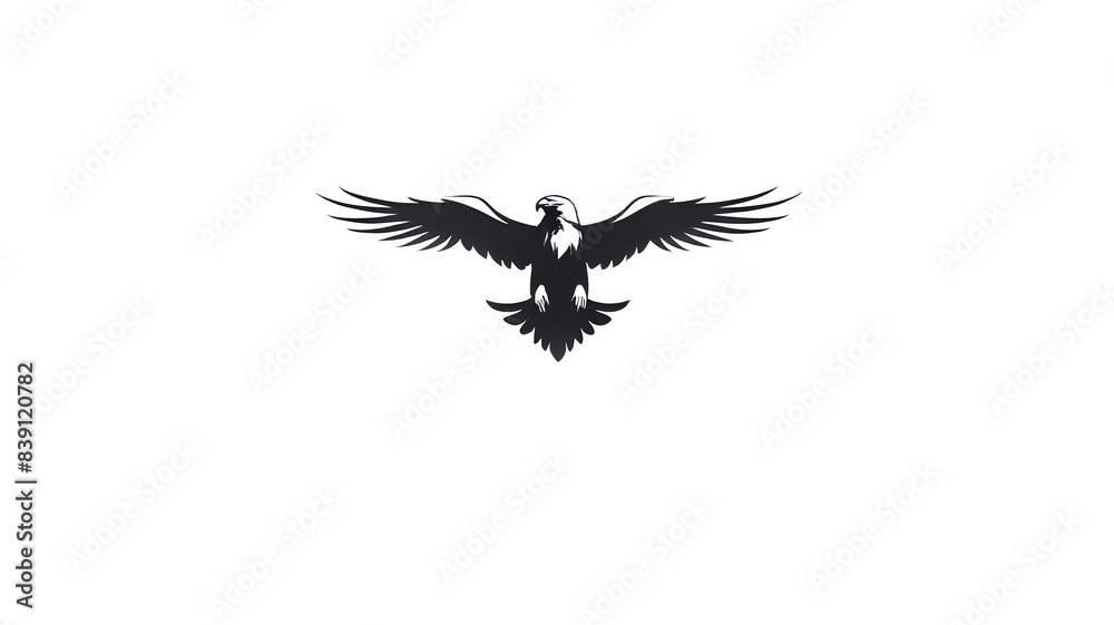 Obraz premium Black eagle wings spread wide in a silhouette illustration, perfect for a tattoo design