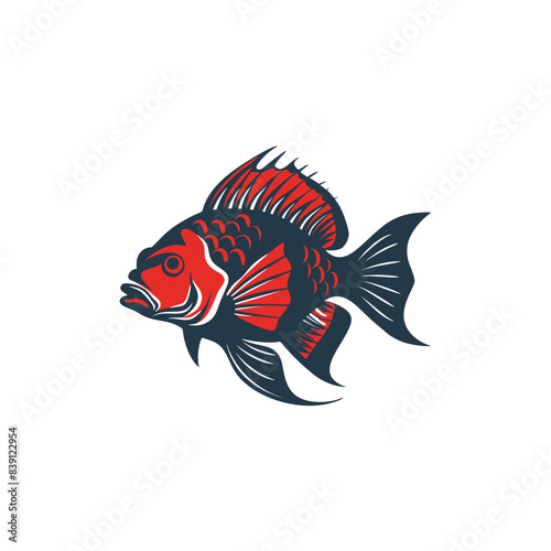 Vector illustration of Tilapia fish isolated on white background. Tilapia fish glyph icon. Badge for design seafood packaging. Logo Design for Fish Farming Business