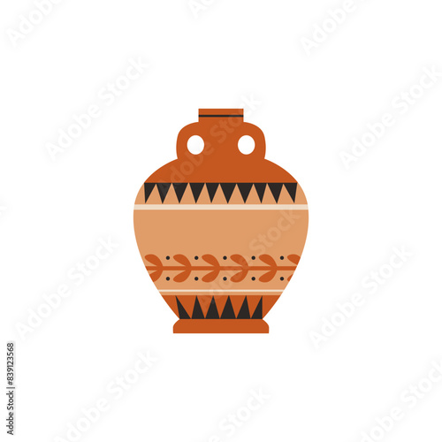 Decorative ancient Greek amphora in vector format on an isolated background.