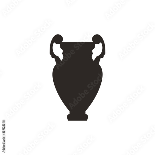 Ancient Greece amphora vase black silhouette vector, antique retro clay jug with decorative handles vintage pitcher, jar