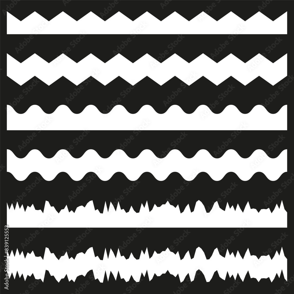 Zigzag and wavy lines. Geometric patterns collection. Abstract design elements. Modern illustration.